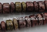 CRB181 15.5 inches 5*14mm – 10*14mm rondelle red artistic jasper beads