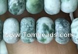 CRB5058 15.5 inches 5*8mm rondelle matte green spot stone beads