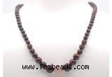 GMN7333 red tiger eye graduated beaded necklace & bracelet set