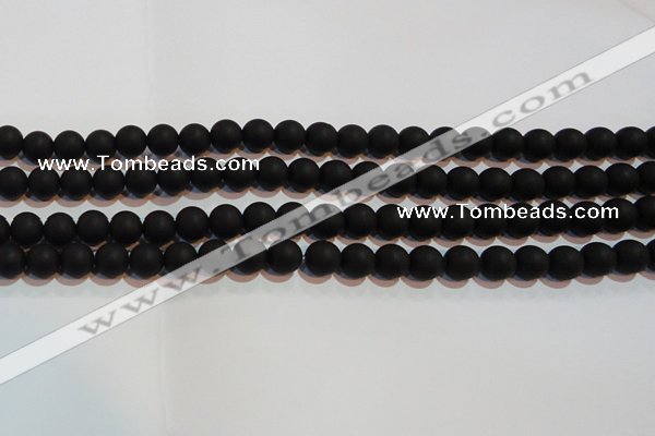 CAG6012 15.5 inches 8mm round matte black agate beads