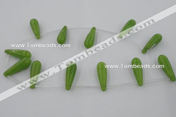 CCN2736 Top-drilled 10*30mm teardrop candy jade beads wholesale