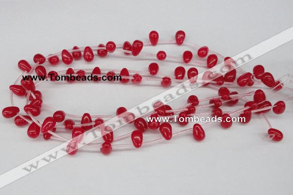 CCN452 15.5 inches Top-drilled 8*12mm teardrop candy jade beads