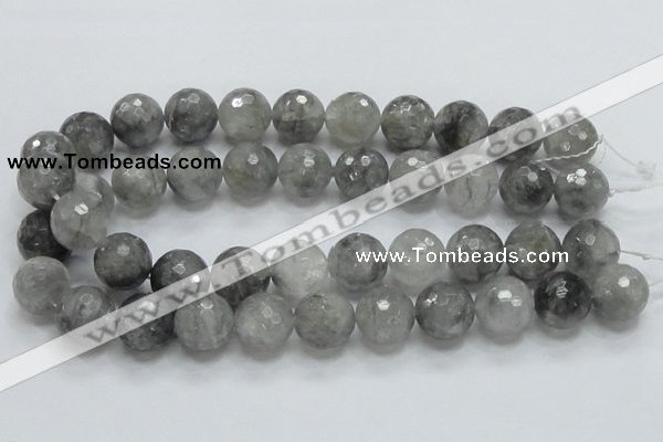 CCQ64 15.5 inches 18mm faceted round cloudy quartz beads wholesale