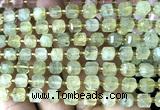 CCU1357 15 inches 6mm - 7mm faceted cube green rutilated quartz beads