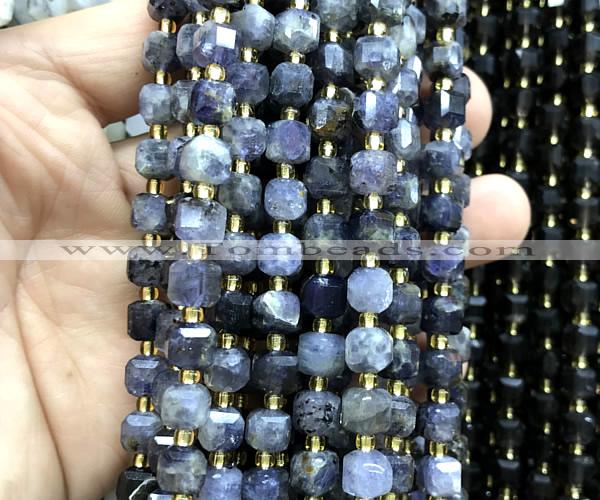 CCU1362 15 inches 6mm - 7mm faceted cube iolite gemstone beads