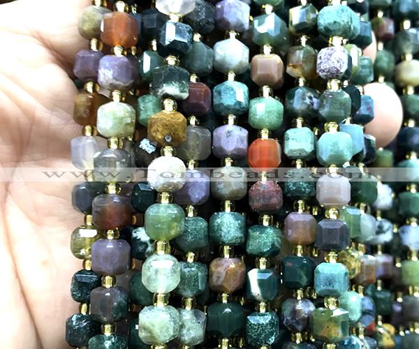 CCU1399 15 inches 6mm - 7mm faceted cube Indian agate beads