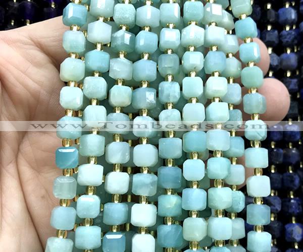 CCU1417 15 inches 6mm - 7mm faceted cube amazonite beads wholesale