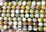 CCU1424 15 inches 6mm - 7mm faceted cube yellow aventurine jade beads
