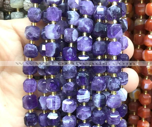 CCU1454 15 inches 8mm - 9mm faceted cube dogtooth amethyst beads