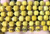 CCU1473 15 inches 8mm - 9mm faceted cube yellow mookaite beads