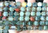 CCU1486 15 inches 8mm - 9mm faceted cube blood jasper beads