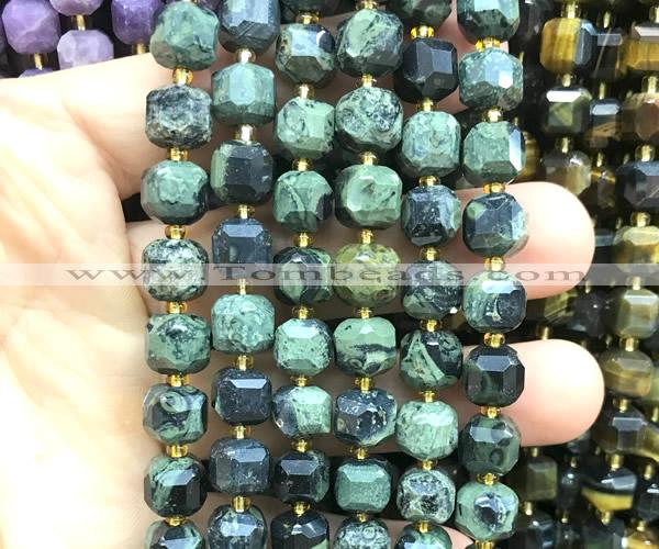 CCU1489 15 inches 8mm - 9mm faceted cube kambaba jasper beads