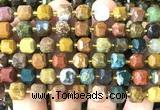 CCU1490 15 inches 8mm - 9mm faceted cube ocean jasper beads