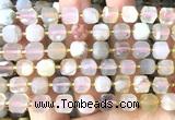 CCU1502 15 inches 8mm - 9mm faceted cube sakura agate beads