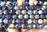 CCU1507 15 inches 8mm - 9mm faceted cube orange sodalite beads