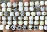 CCU1532 15 inches 8mm - 9mm faceted cube white opal beads