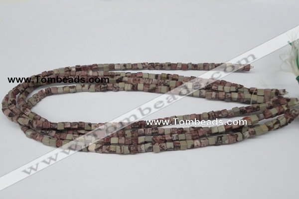 CCU24 15.5 inches 5*5mm cube red artistic jasper beads wholesale