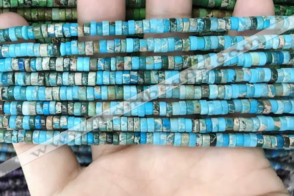 CDE1224 15.5 inches 2.5*4mm heishi sea sediment jasper beads