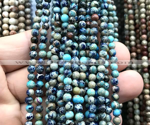 CDE3040 15 inches 4mm round sea sediment jasper beads wholesale