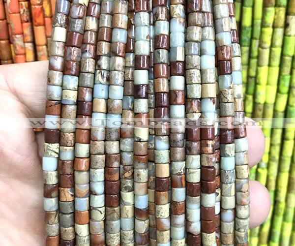 CDE3601 15 inches 4*4mm tube sea sediment jasper beads