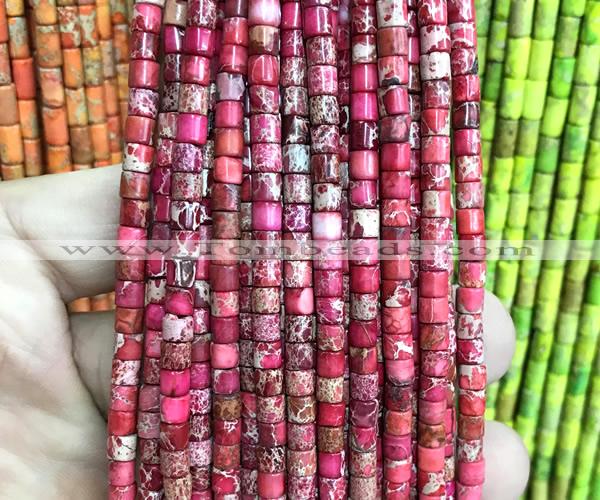 CDE3603 15 inches 4*4mm tube sea sediment jasper beads