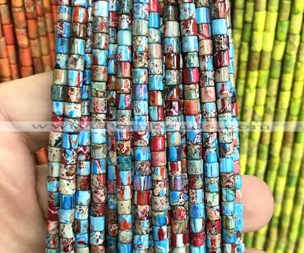 CDE3612 15 inches 4*4mm tube sea sediment jasper beads