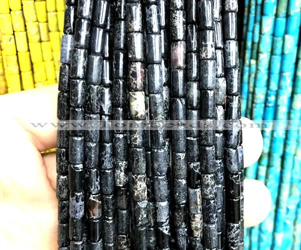 CDE3665 15 inches 4*8mm tube sea sediment jasper beads