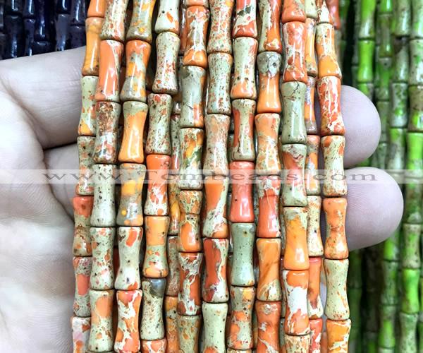 CDE3751 15 inches 5*12mm bamboo sea sediment jasper beads