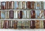 CDE3820 7.5 inches 10*20mm rectangle double drilled sea sediment jasper beads