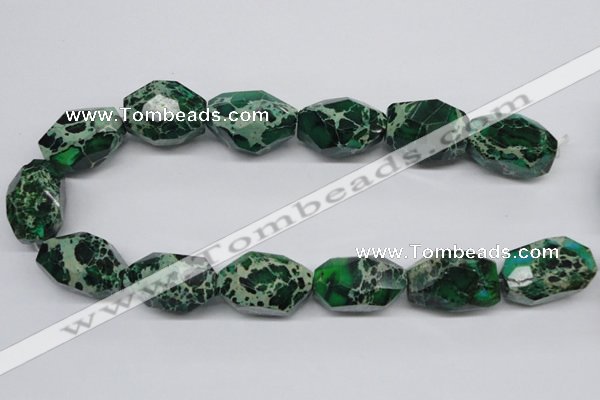 CDT80 15.5 inches 20*30mm faceted nuggets dyed aqua terra jasper beads