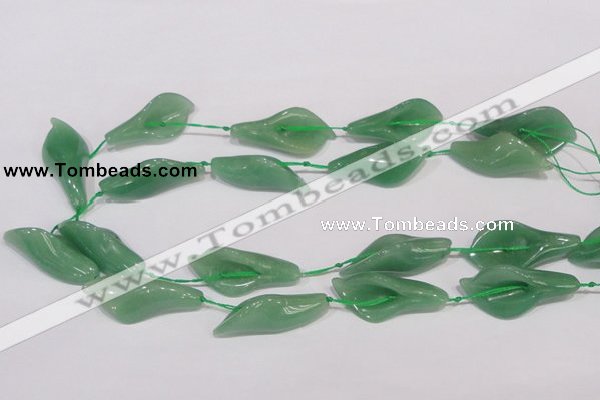 CFG03 15.5 inches 18*38mm carved flower green aventurine jade beads