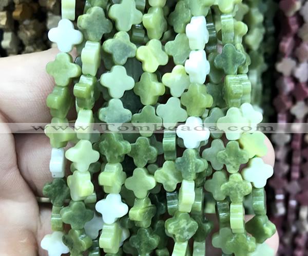 CFG1605 15 inches 8mm four leaf clover China jade beads wholesale