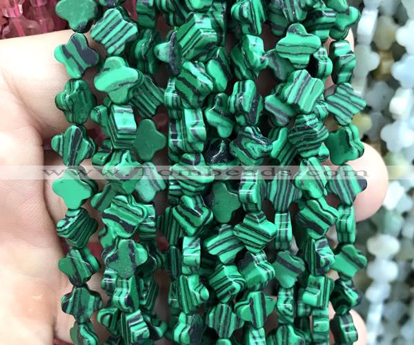 CFG1609 15 inches 8mm four leaf clover synthetic malachite beads