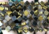 CFG1617 15 inches 8mm four leaf clover yellow tiger eye beads