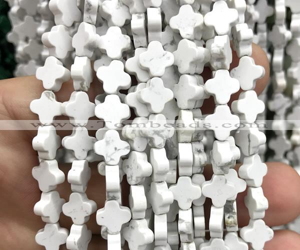 CFG1620 15 inches 8mm four leaf clover white howlite beads