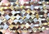 CFG1621 15 inches 8mm four leaf clover yellow crazy lace agate beads