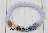 CGB6219 8mm blue lace agate 7 chakra beaded mala stretchy bracelets