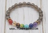 CGB6305 8mm smoky quartz 7 chakra beaded mala stretchy bracelets