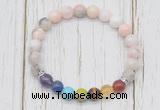 CGB6379 8mm natural pink opal 7 chakra beaded mala stretchy bracelets