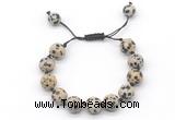 CGB8584 12mm round dalmatian jasper adjustable macrame bracelets