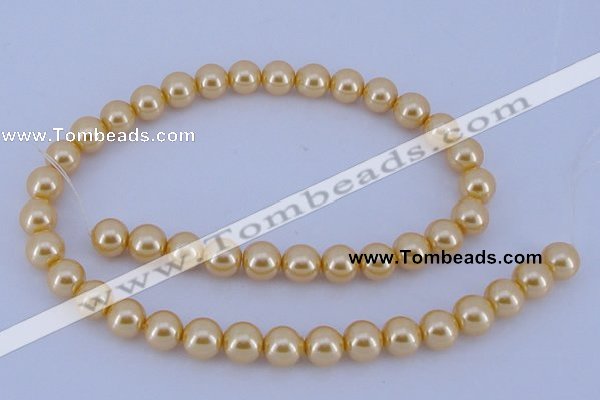 CGL55 5PCS 16 inches 10mm round dyed glass pearl beads wholesale