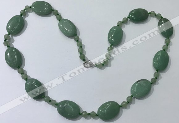 CGN209 22 inches 6mm round & 18*25mm oval green aventurine necklaces