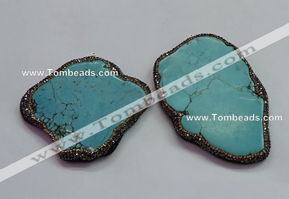 CGP1555 65*70mm - 60*90mm freeform turquoise pendants wholesale