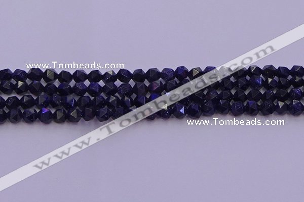 CGS456 15.5 inches 6mm faceted nuggets goldstone beads wholesale