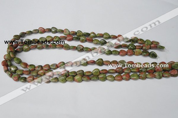 CHG01 15.5 inches 8*8mm heart unakite gemstone beads wholesale