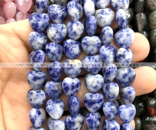 CHG167 15 inches 12mm heart blue spot stone beads wholesale