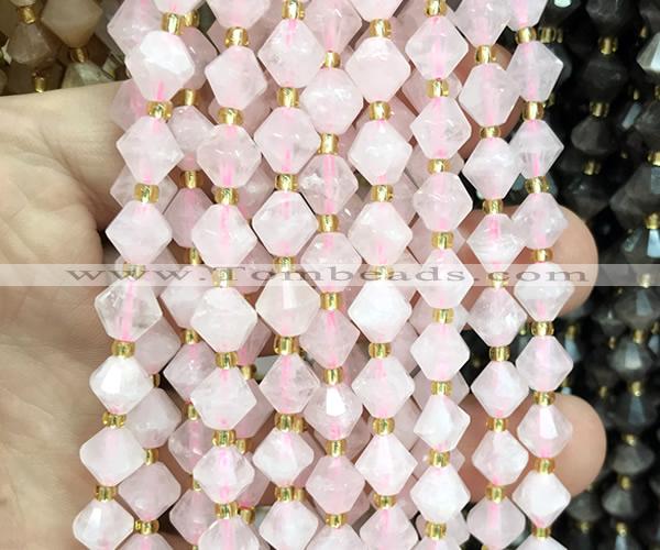 CME452 15 inches 8mm faceted bicone rose quartz beads wholesale