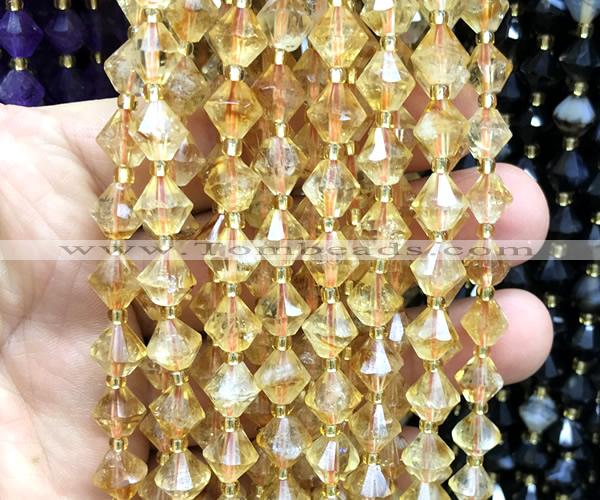 CME454 15 inches 8mm faceted bicone citrine gemstone beads