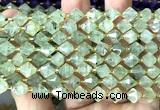 CME457 15 inches 8mm faceted bicone green rutilated quartz beads