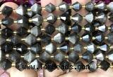 CME467 15 inches 8mm faceted bicone silver obsidian beads